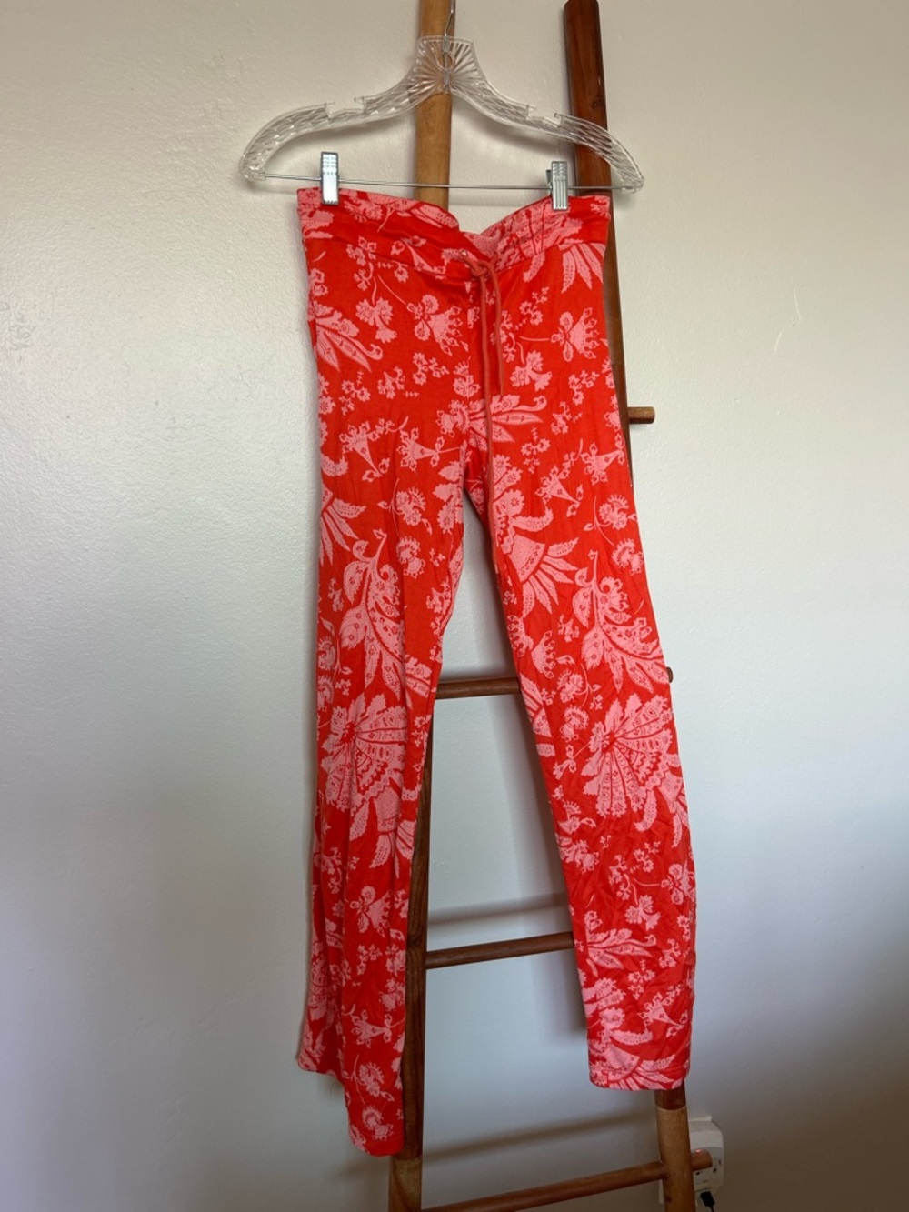 Moda International Red And Pink Patterned Pants